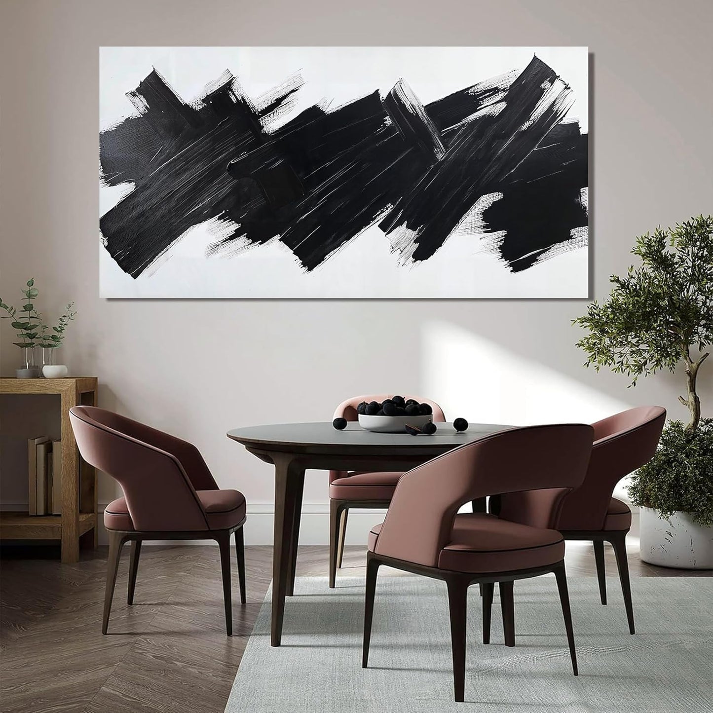 Abstract Wall Art Decor Modern Large Wall Art For Living Room Black Minimalist Wall Art Canvas Prints Black Abstract Art Wall Decorations Artwork for Walls Art Work For Home Office Wall Decor 24" X 48"