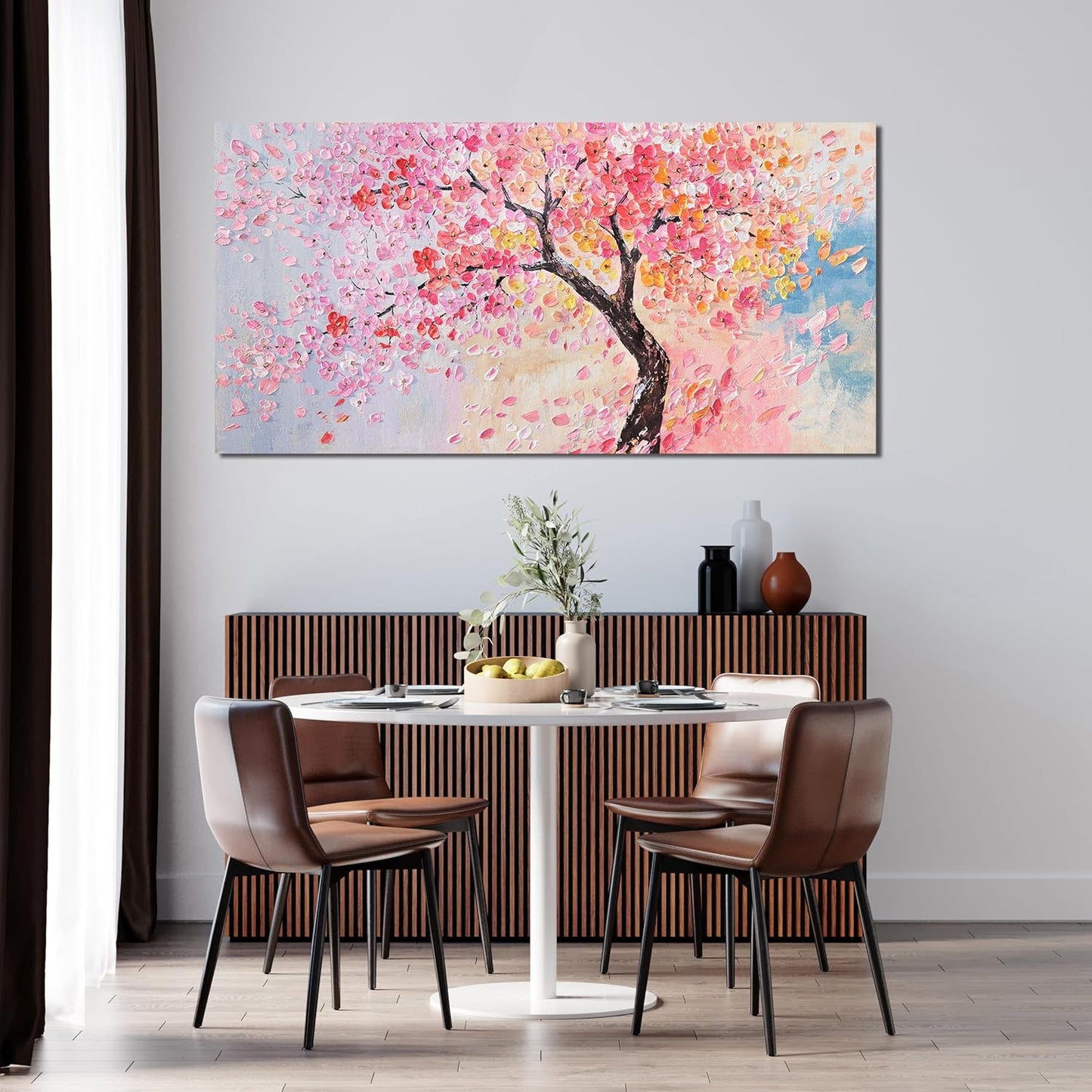 Canvas Wall Art Decor Artwork for Walls Tree of Life Wall Art for Living Room Blue Pink Wall Art Decor Vintage Tree Flower Wall Art Decoations Print Art Work for Home Office Wall Decor 20" X 40"