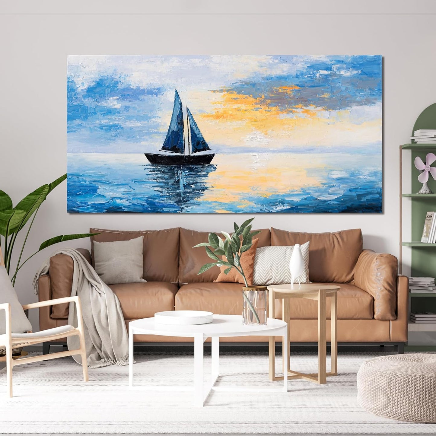 Canvas Wall Art Decor Large Wall Art Pictures for Living Room Artwork for Walls Blue Coastal Wall Art Prints Landscape Natural Wall Art Decor Art Work for Home Office Kitchen Wall Decor 24" x 48"