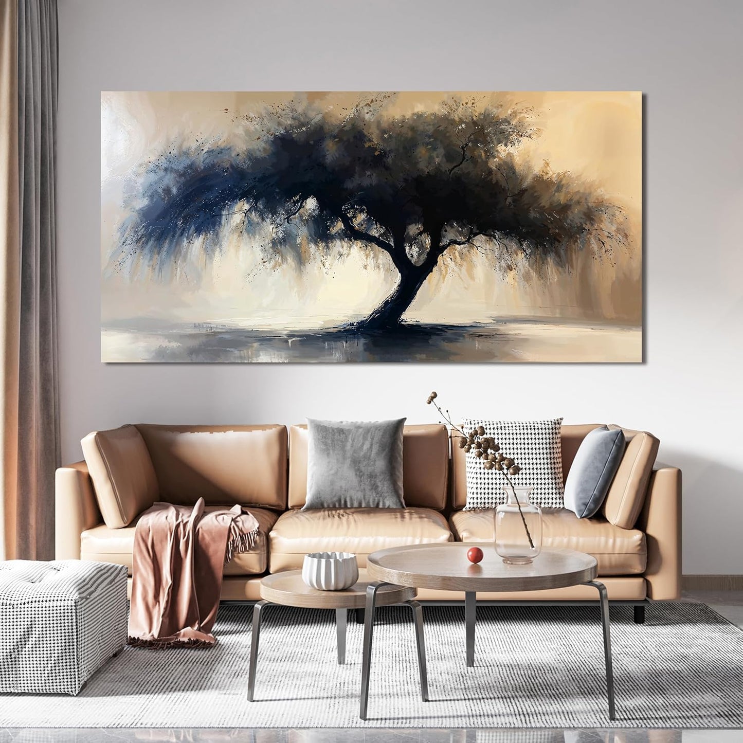 Canvas Wall Art Decor Large Modern Abstract Art Wall For Living Room Black Tree Of Life Wall Art Black Abstract Minimalist Wall Art Canvas Prints Art Work For Home Kitchen Office Wall Decor 29" X 58"