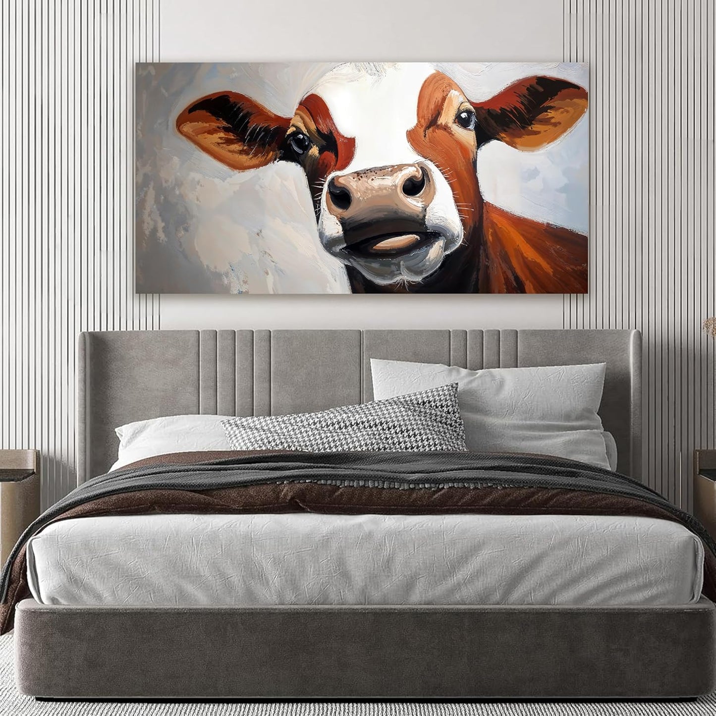 Canvas Wall Art Decor Canvas Wall Pictures For Living Room Highland Cow Decor Modern Abstract Wall Art Black And White Wall Art Artwork for Walls Work For Home Kitchen Office Wall Decor 20" X 40"