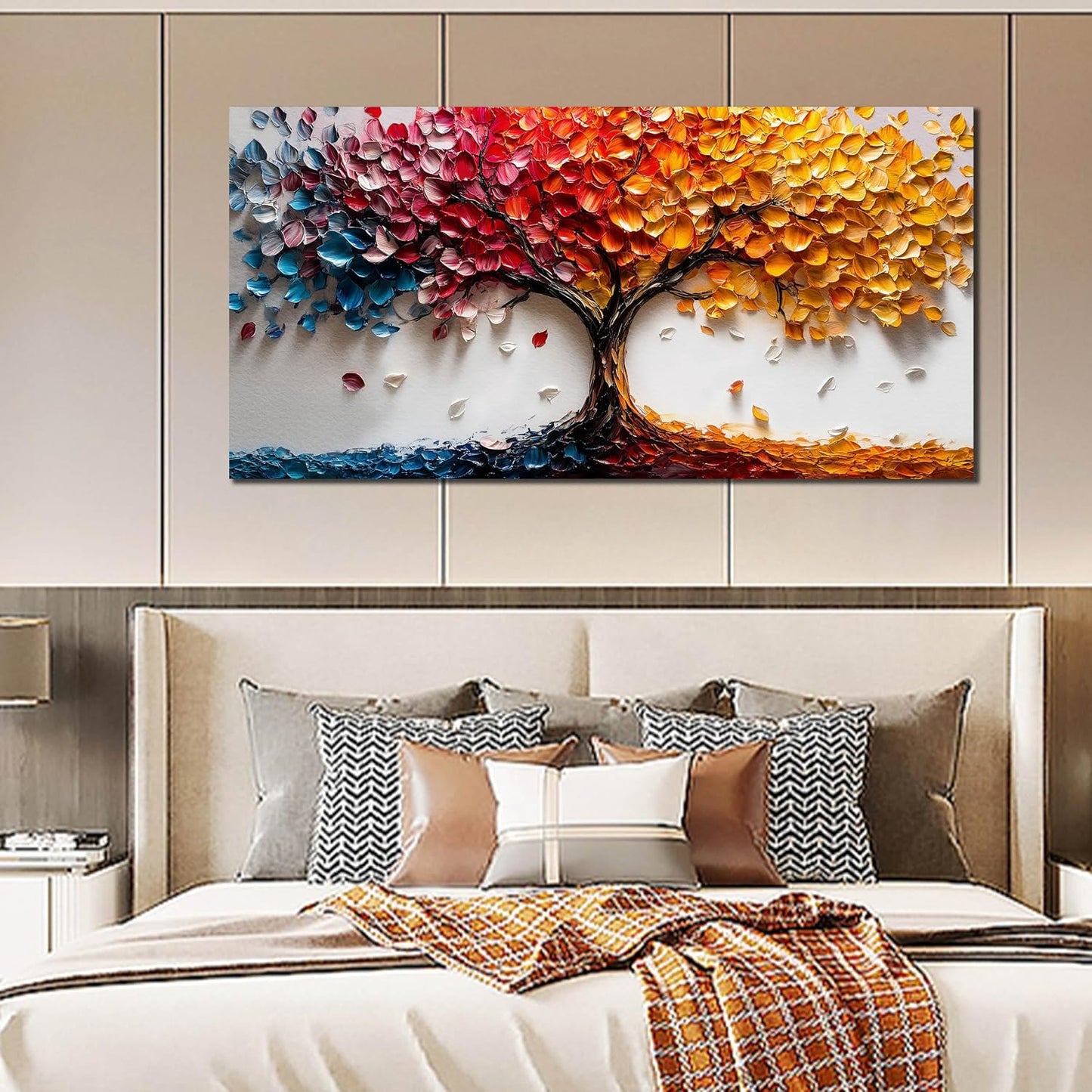 Colorful Tree Wall Pictures for Living Room - Modern Canvas Wall Art for Office - Bedroom Wall Decor for Women Size 29" x 59"