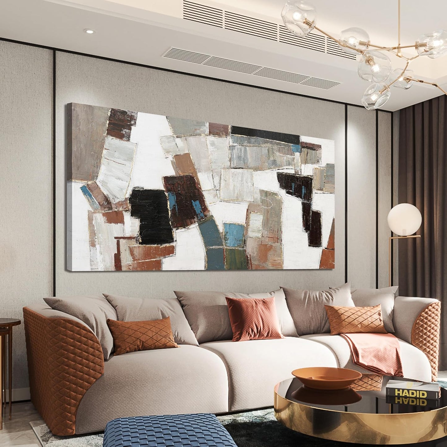 Dimpaga Abstract Canvas Wall Art Modern Wall Art Decor Pictures Wall Decor Minimalist Geometric Line Artwork for Walls Textured Wall Art Prints 20"X40" For Room Living Room Bedroom Office Wall Decor