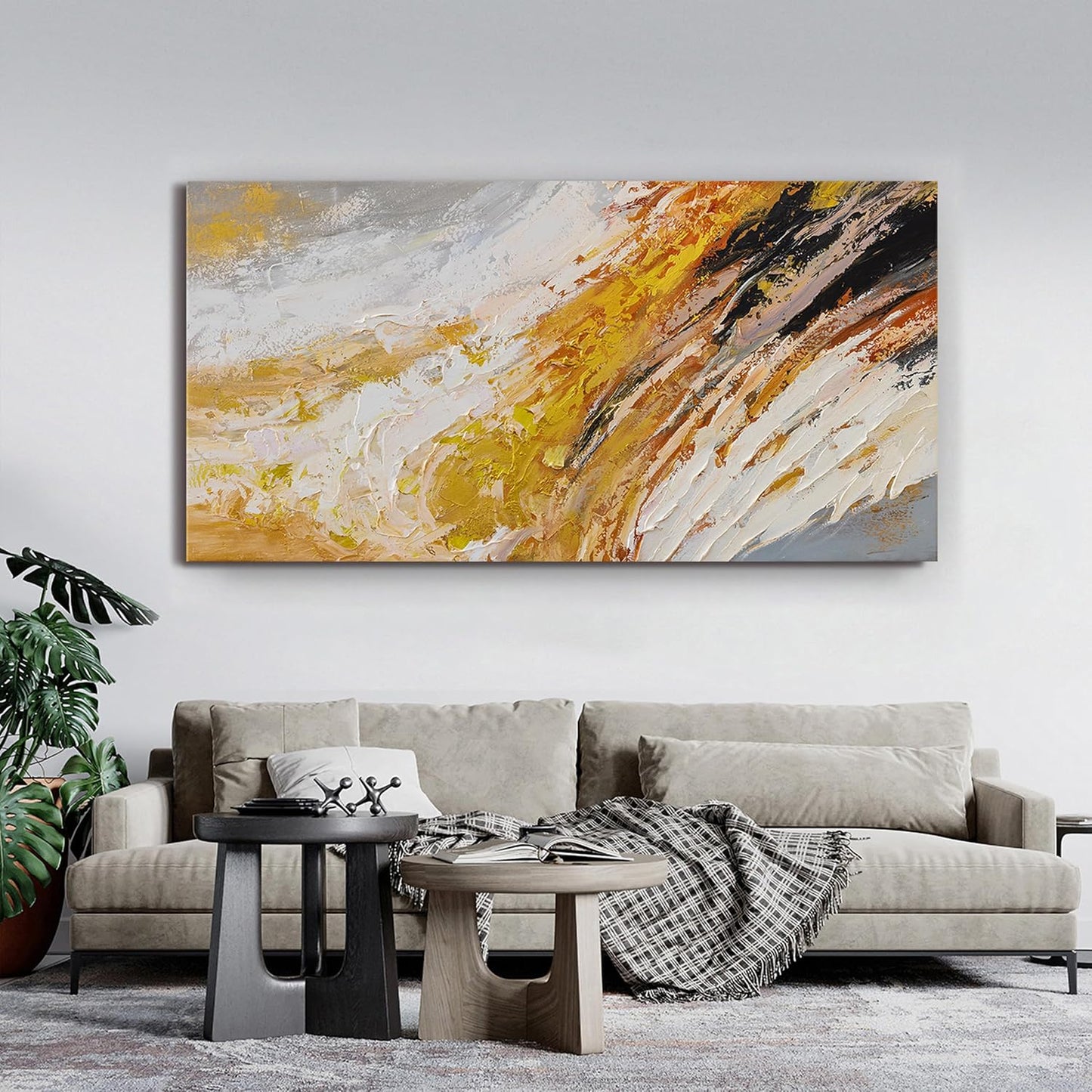 Canvas Wall Art Decor Wall Art Pictures for Living Room Modern Large Wall Art Canvas Art Wall Decor Black and White Abstract Wall Art Prints Large Gold Artwork for Walls Home Office Decor 29" X 58"