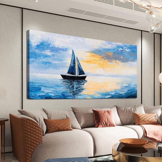 Canvas Wall Art Decor Modern Wall Art Pictures for Living Room Blue Coastal Wall Art Prints Artwork for Walls Landscape Natural Wall Art Decor Art Work for Home Office Room Wall Decor 20" x 40"