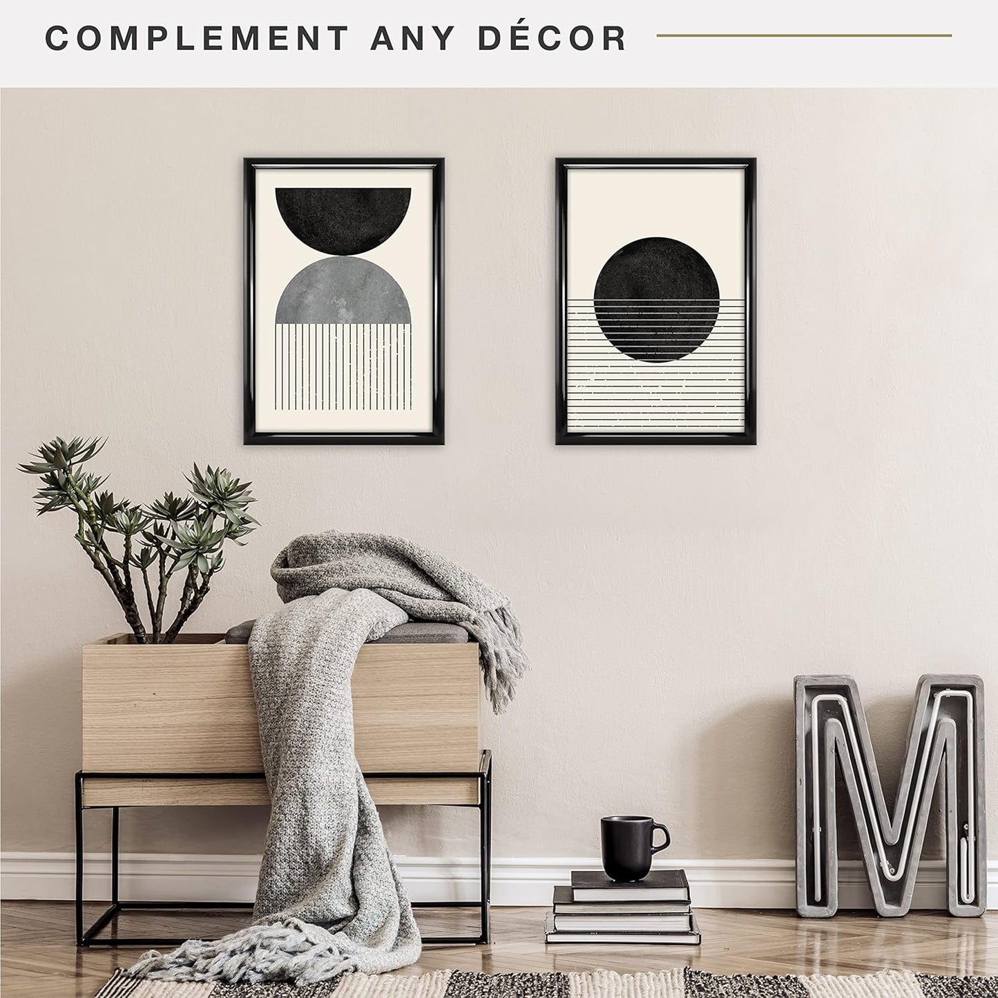 MCS Trendsetter 13x19 Poster Frame Black High-Gloss, Vertical & Horizontal Wall Hanging Large Picture Frame for Photos, Posters & Art Prints (2-Pack)