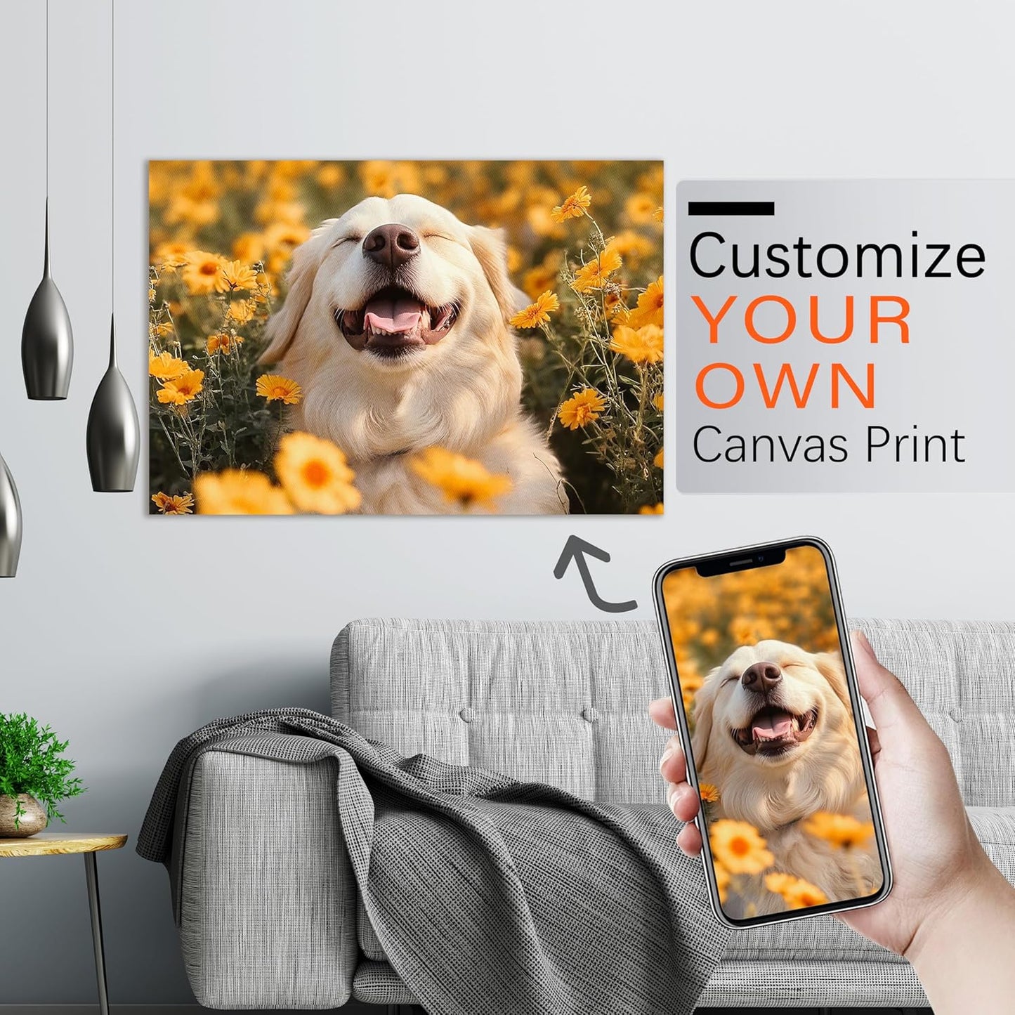 Ship Next Day - Custom Canvas Prints with Your Photos, Personalized Canvas with Pictures Print for Wall Art Bedroom, Customized Photo Gifts for Couple Men Women Mom Baby Dog Family - 20"W x 16"L