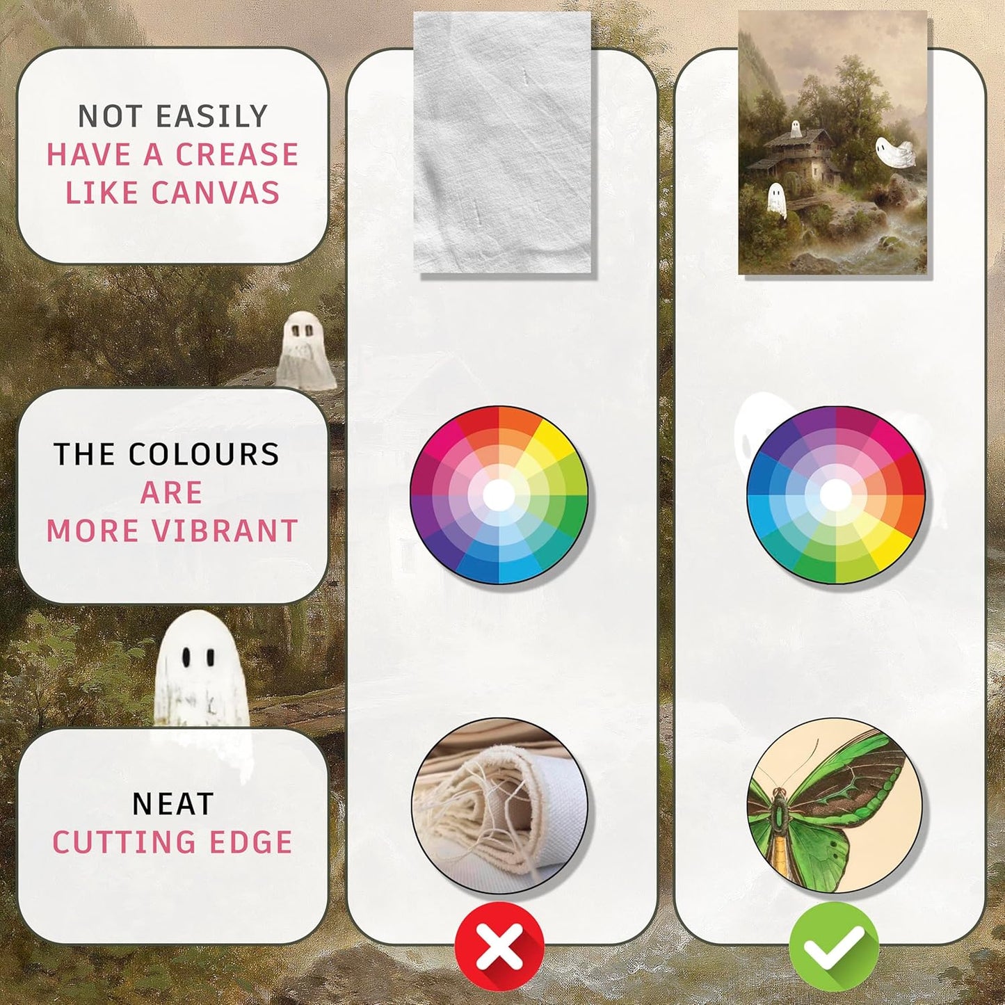 LANCHI95 6 Pcs 8x10in Halloween Wall Art Prints, Vintage Posters, Cute Ghost Pictures for Bedroom Decor (UNFRAMED)