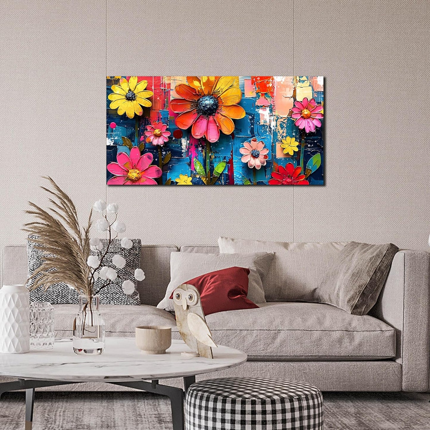 ZHAOSHOP Colorful Flowers Painting Wall Decor Living Room - Floral Canvas Wall Art for Bedroom - Teen Girl Bedroom Decor Size 20" x 40"