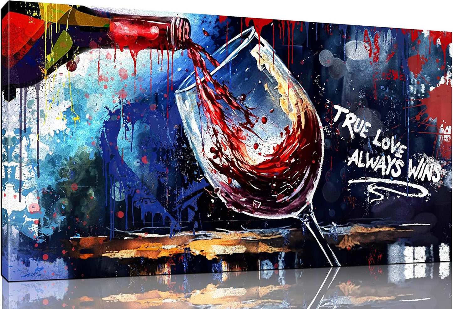 JKWALL77 Graffiti Wall-Art - Red Wine Decor For Kitchen - Canvas Art Wall Decor For Living Room Ready To Hang Size 40" x 20"