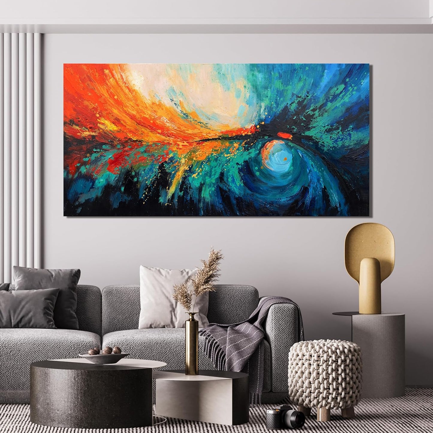 Canvas Wall Art Decor Modern Wall Art Pictures For Living Room Blue Green Wall Art Decor Canvas Abstract Art Work Colorful Abstract Wall Art Paintings Prints For Home Office Room Wall Decor 24" x 48"