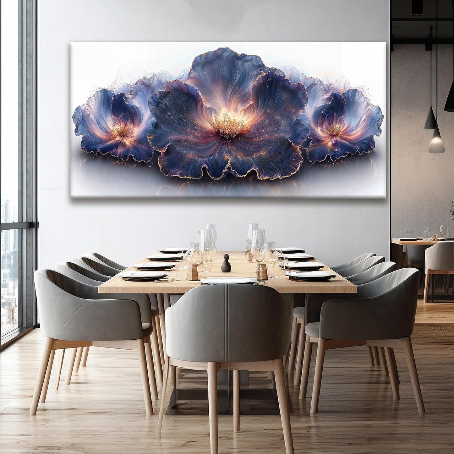 Suconvng Large Canvas Art Wall Decor Purple Flowers Wall Art For Living Room Picture Modern Abstract Artwork Painting Bedroom Home Office Prints Home Wall Decor Artwork 29" X 58"