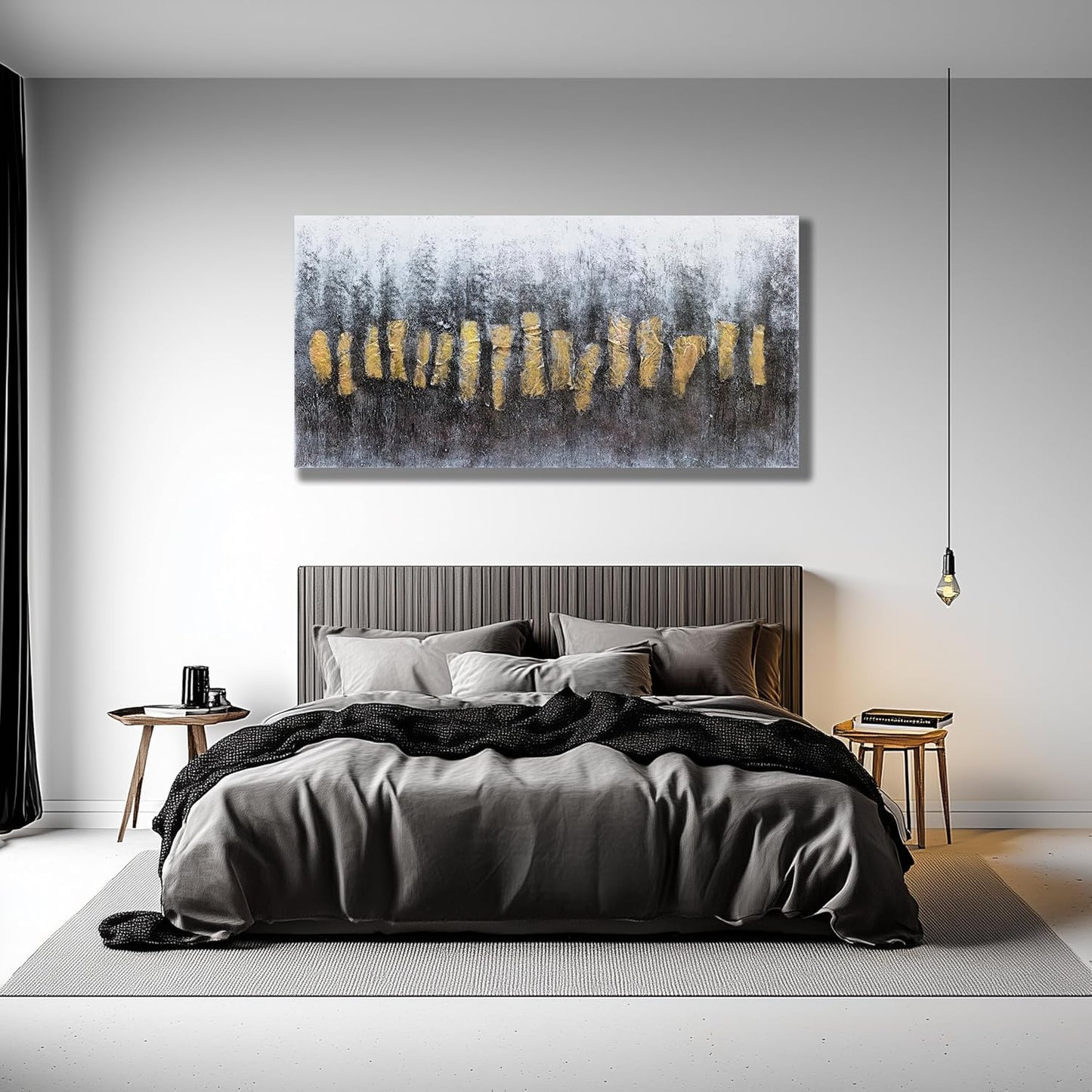 Belmrxne Abstract Wall Art Black and Gold Wall Decor Modern Minimalist Artwork Unique Canvas Painting for Living Room Bedroom Dining Room Office Home Decor 24x48 inch
