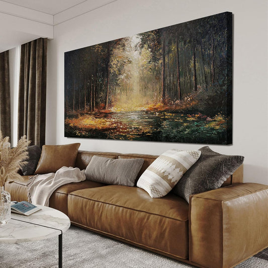 Canvas Wall Art Decor Large Wall Art Pictures for Living Room Landscape Natural Wall Art Decor Artwork for Walls Mystical Path Yellow Forest Wall Art Prints Art Work for Home Office Wall Decor 24"x48"